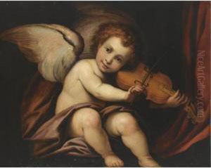 A Putto Playing The Violin by Giulio Cesare Procaccini