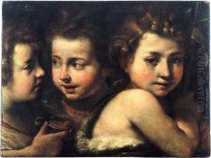 Study Of Three Heads Of Children by Giulio Cesare Procaccini