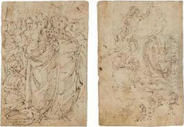 Two Sheets Of Figure Studies - view 1