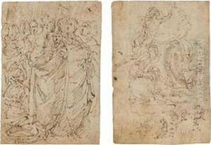 Two Sheets Of Figure Studies by Giulio Cesare Procaccini