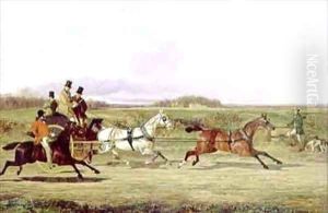 A Huntsman Passing a Tandem with a Sportsman by a Stile by David of York Dalby