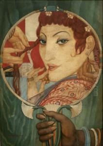 The Mirror Signed 19.5 X 13.5in by Ernest Procter