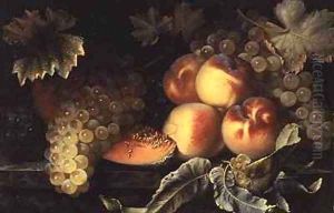 Still Life with Peaches Melon and Grapes by Pierre Dupuis