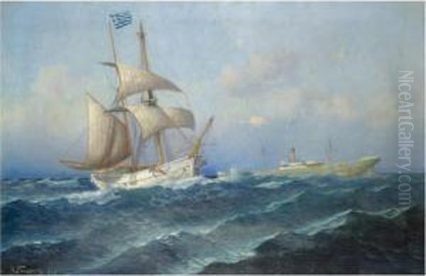 Greek Vessels On Choppy Waters - view 1