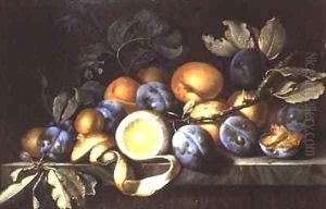 Still Life with Plums and a Peeled Lemon by Pierre Dupuis