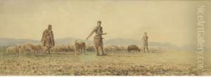 Shepherds With Their Sheep by Emilios Prosalentis