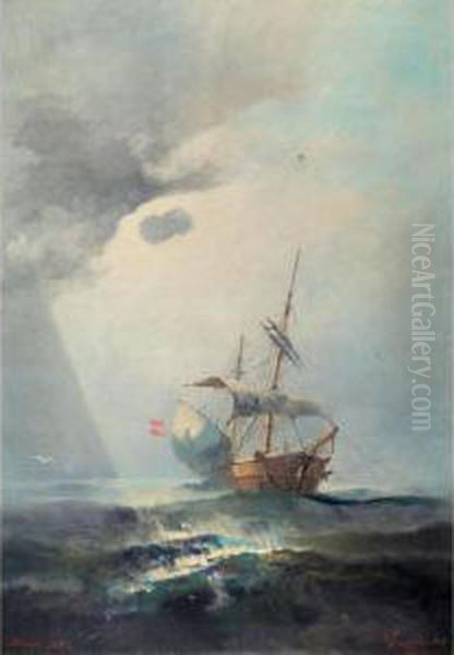 A Sailing Boat In Choppy Waters - view 1
