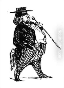 Honore de Balzac 1799-1850 with a cane by Honore Daumier