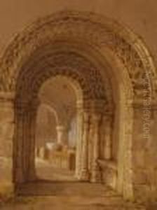 Carved Stone Monastery Archway by Samuel Prout