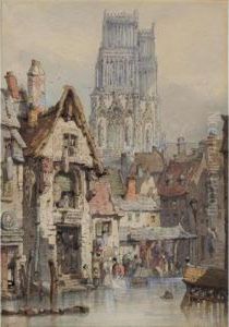 Women Washing Clothes With St.ouen Beyond, Rouen