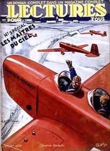 Cover of Lectures Pour Tous depicting Caudron Renault aeroplanes by Gaston Dutriac