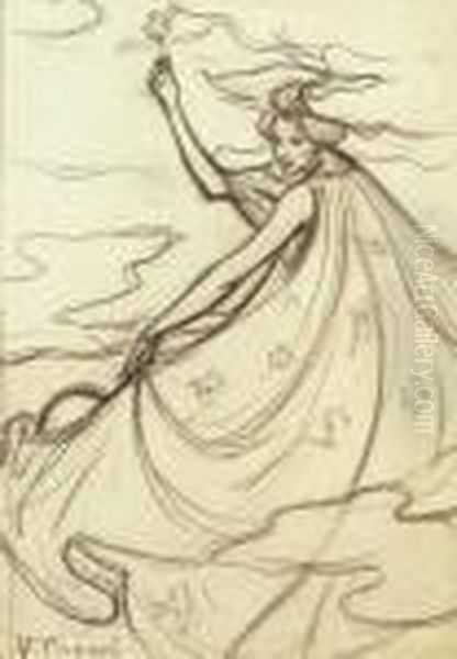 Prouve : Personnage Allegorique Tenant Une Fleur - view 1