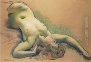 <femme Nue Allongee>. by Victor Prouve