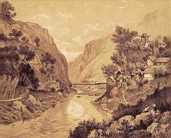 Suspension Bridge at Lao Oua Tan - view 1