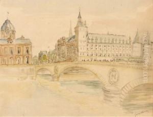 Bateau Sur La Seine, La Conciergerie, Les Arches Sur La Seine by Gaston Prunier