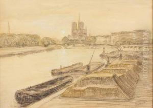 Le Pont Neuf, Le Pont De La Tournelle, Mouettes Sur La Seine, Peniches A Quai - view 1