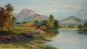 Depicting A Fisherman In A Highland Setting by George Willis Pryce