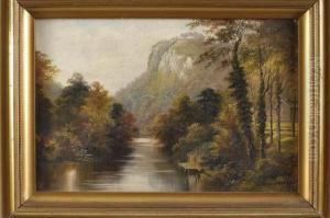 Summer River Landscape Possibly The Wye At Symonds Yat by George Willis Pryce