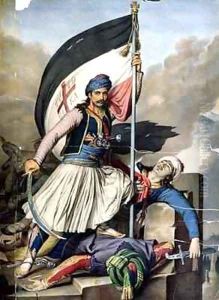 The Greek Rebellion the standard bearer in Salona on Easter day 1821 by Louis Dupre