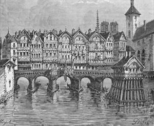 View of the ancient Pont au Change by Louis Dupre