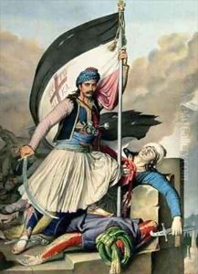 Voyage to Athens and Constantinople Nickolaki Mitropolos taking the standard of the Cross at Salona on Easter Day in 1821 by Louis Dupre