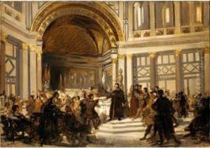 Dino Compagnoni In Mediatore Della Pace Tra Guelfi E Ghibellini by Antonio Puccinelli