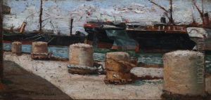 Ships At Dock by Mario Puccini