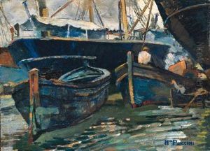 Barconi In Porto by Mario Puccini