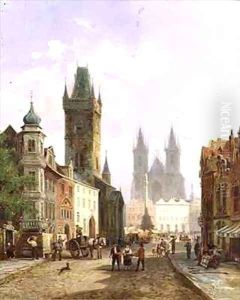 The Market Place Prague by Pieter Cornelis Dommerson
