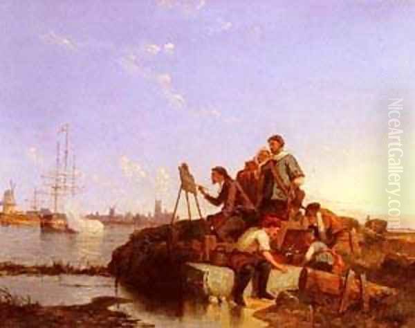 Cornelis Artist At His Easel With Shipping - view 1