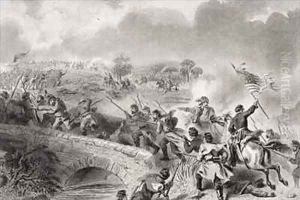The taking of the bridge on Antietam Creek at the Battle of Antietam Maryland by Felix Octavius Carr Darley