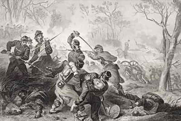 Death of Colonel Edward D Baker 1811-61 at the Battle of Balls Bluff Virginia - view 1