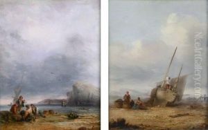 Fisherfolk On The Beach by John Anthony Puller