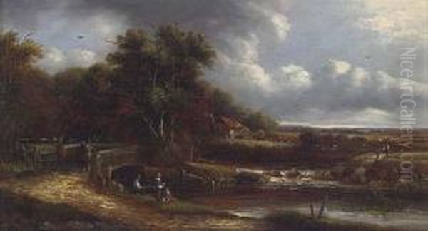 Fisherfolk Working On The Shore - view 1