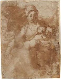 Umkreis Maria Mit Christus Und Dem Johannesknaben by Scipione Pulzone