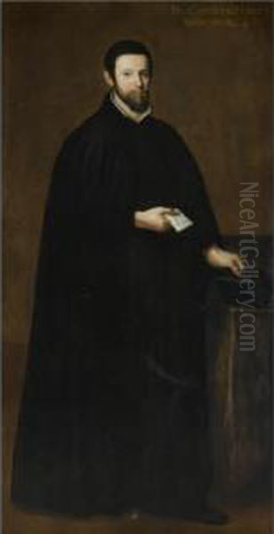 Portrait Of A Gentleman, Full
Length, Wearing A Black Cloak And Holding A Black Hat And A Letter - view 1