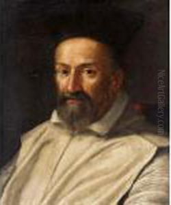Portrait Of A Prelate, Head And Shoulders, Wearing White Robes And A Black Hat