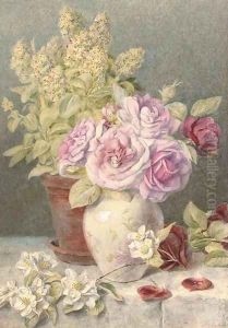 Giant mignionette and roses by Mary Elizabeth Duffield