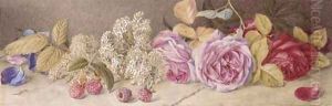 Roses and spiroea by Mary Elizabeth Duffield