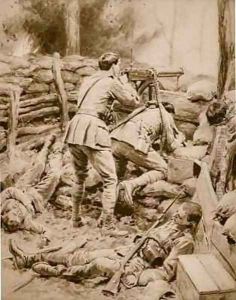 Lieutenant Campbell and Private Vincent Canadians at Stony Mountain by Frank Dadd