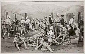 British prisoners waiting for release The camp at Nooitgedacht by Frank Dadd