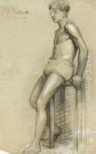 Life Drawing Of Man With Moustache by Sarah Henrietta Purser