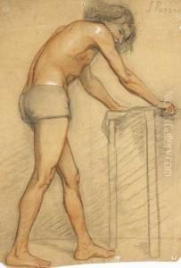 Life Drawing Of Man With Long Hair by Sarah Henrietta Purser