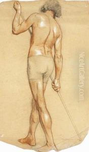 Life Drawing Of Man With Staff - view 1