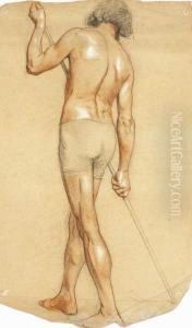Life Drawing Of Man With Staff by Sarah Henrietta Purser