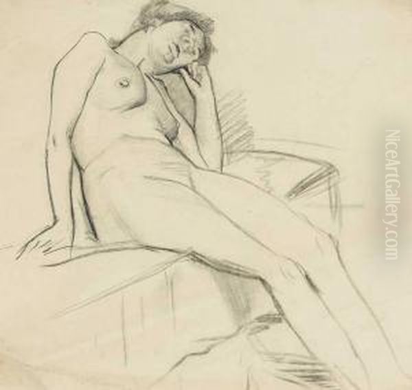 Life Study: Woman Reclining On A Sofa - view 1