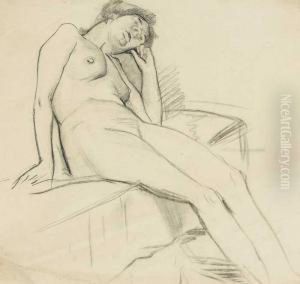 Life Study: Woman Reclining On A Sofa by Sarah Henrietta Purser
