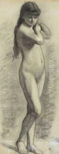 Life Study: Young Girl Standing; Study Of Feet And Legs In Lower Corner Life Study: Young Girl Standing; Study Of Feet And Legs In Lower Corner