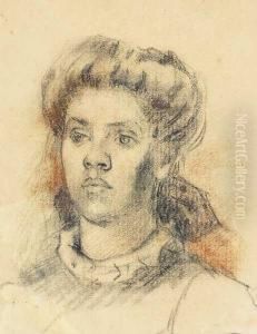 Head Of A Young Girl With Pouting Lips by Sarah Henrietta Purser