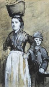 Young Peasant Woman And Boy by Sarah Henrietta Purser